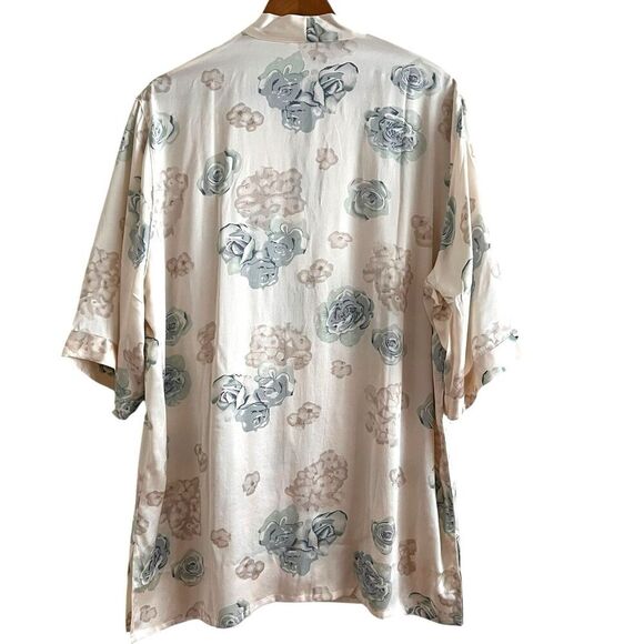Vintage Pura Seta Silk Floral Button Front Tunic Top L Womens Boho Coastal Beach - Picture 2 of 10